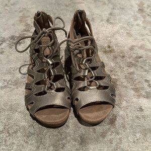 Metallic gold gladiator sandals